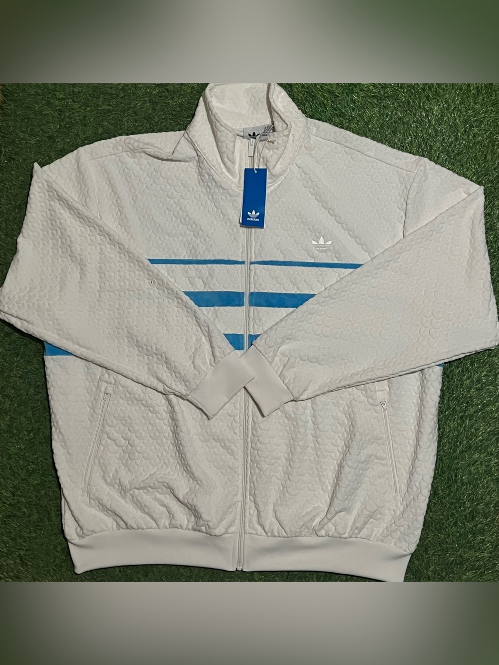 Adidas Originals Q12 Monogram T Track Jacket Cloud White Blue Men’s 2XL Full Zip